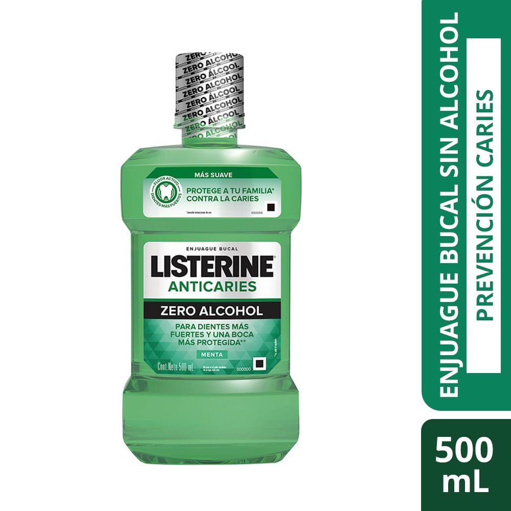 Enjuague bucal Listerine anticaries zero alcohol 500 ml