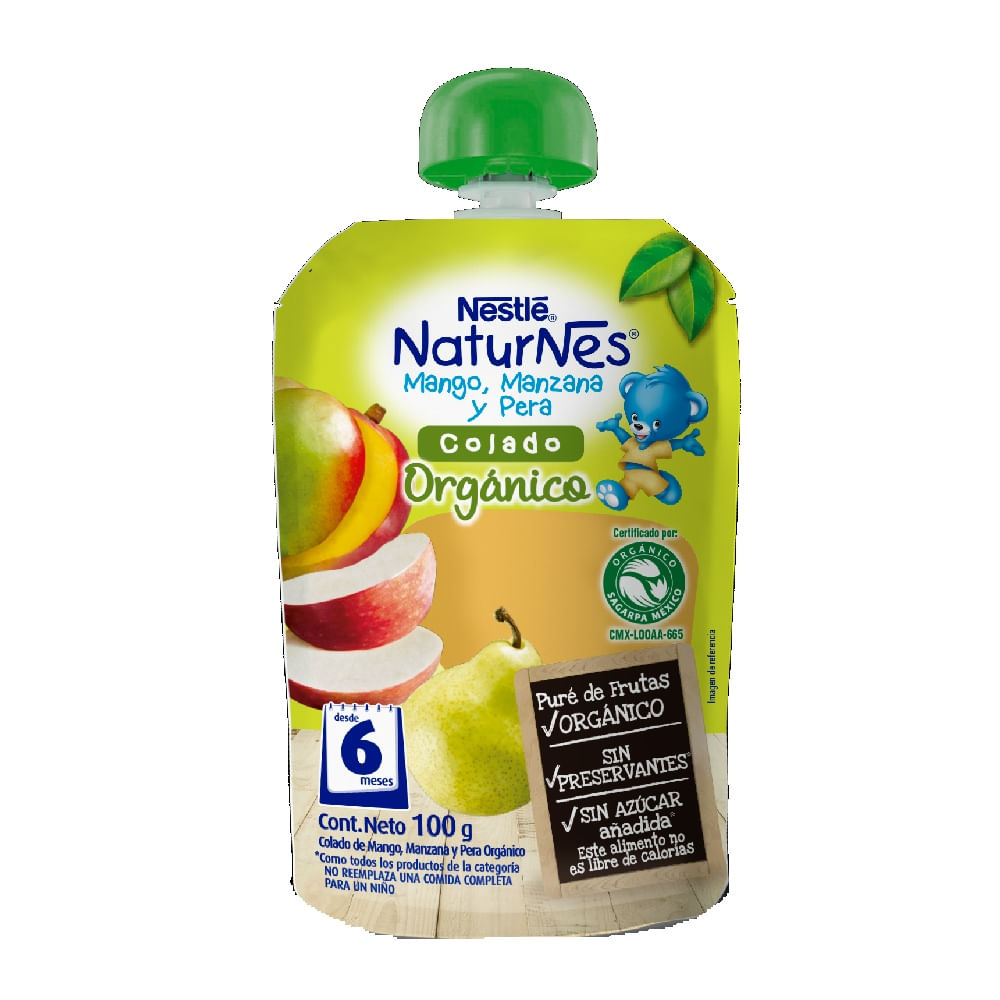 Colado orgánico Naturnes mango manzana pera 100 g