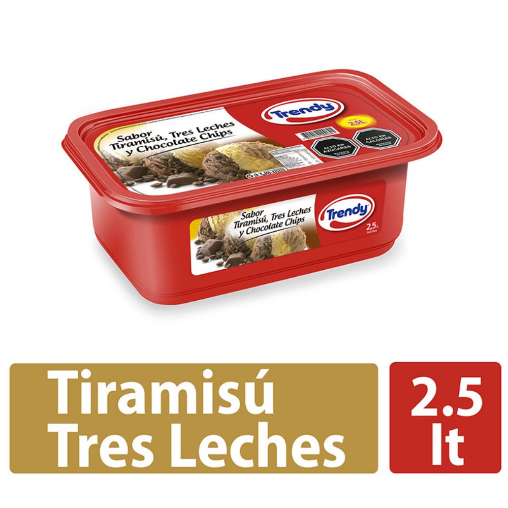 Helado Trendy sabor tiramisú-tres leches-chocolate chips 2.5 L