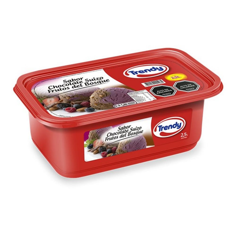 Helado Trendy sabor chocolate Suizo-Frutos del Bosque 2.5 L