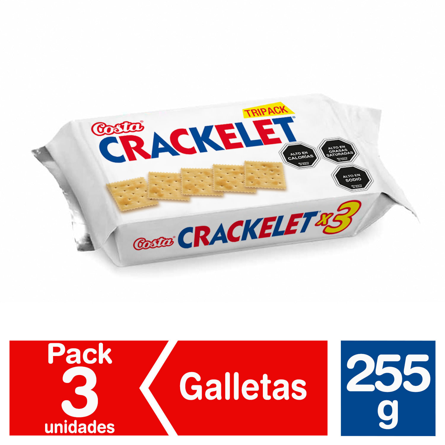 Galletas Costa crackelet pack 3 un 255 g