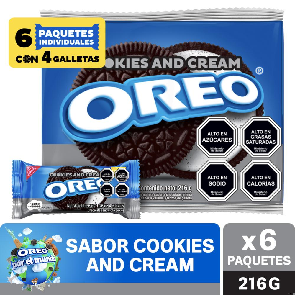 Pack Galleta Oreo mini cookies and cream 6 un de 36 g