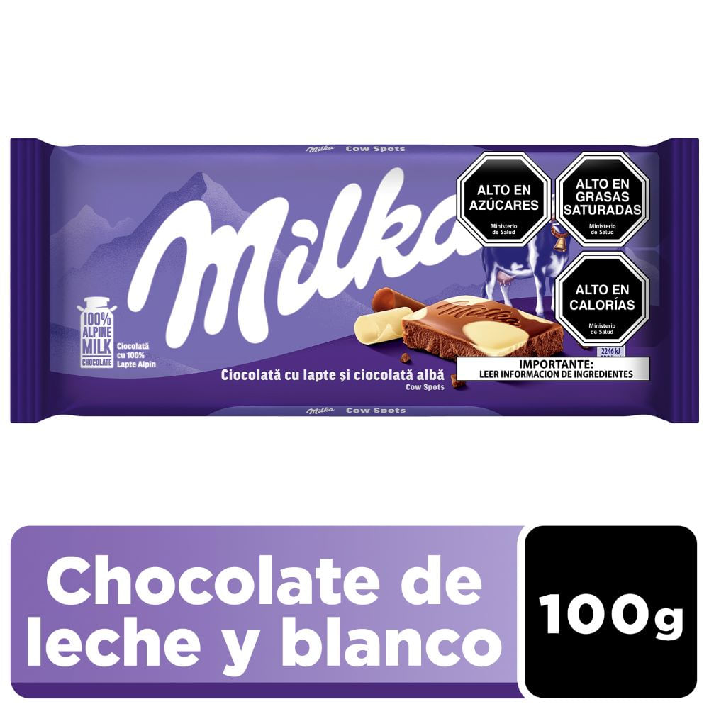 Chocolate Milka blanco y leche 100 g