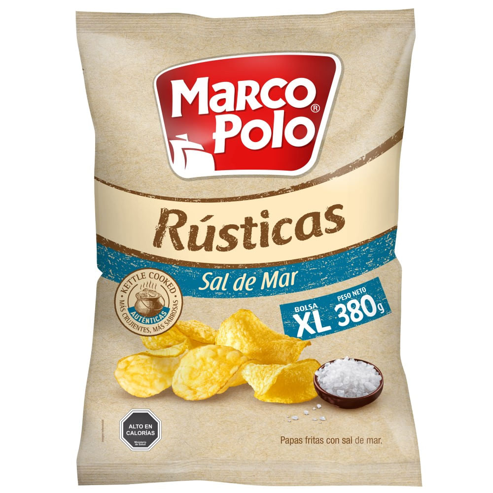 Papas fritas Marco Polo rusticas sal de mar bolsa XL 380 g