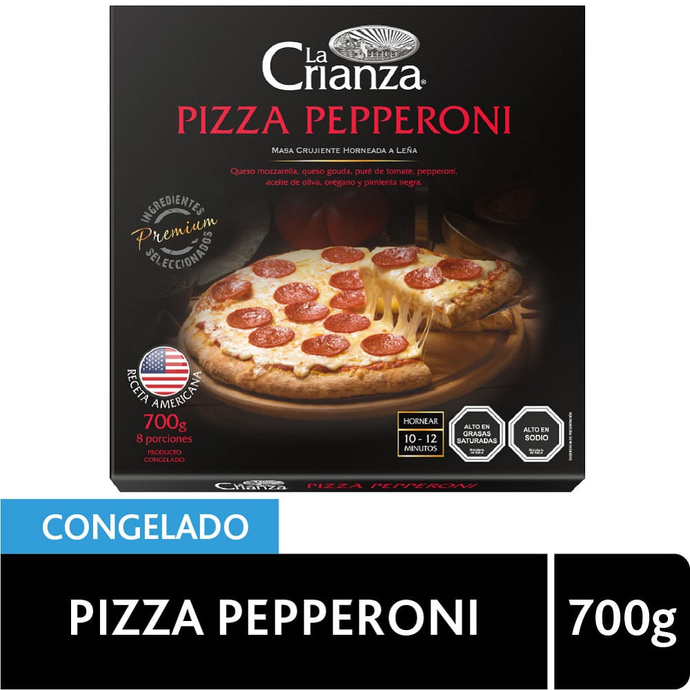 Pizza congelada La Crianza pepperoni caja 700 g