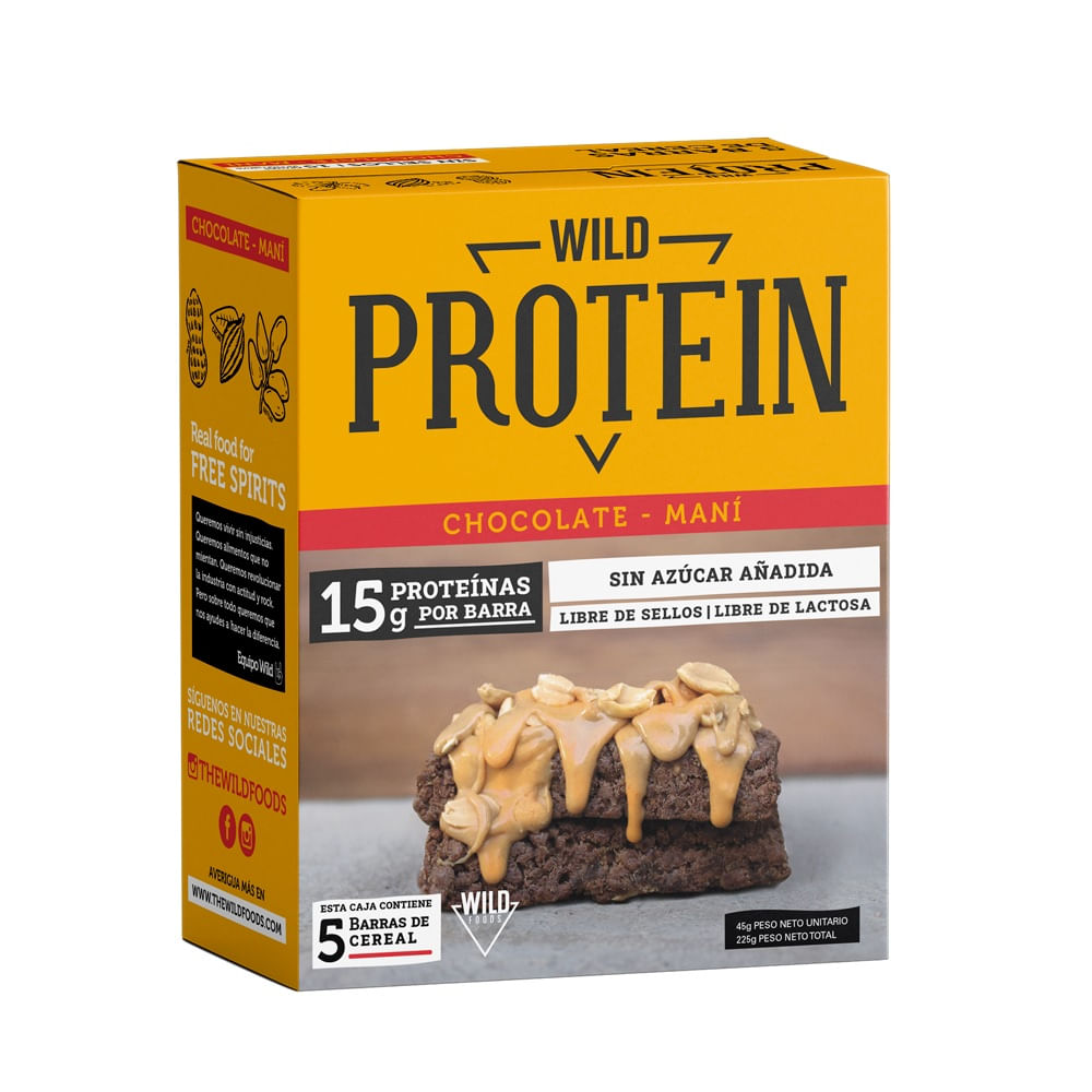 Barra cereal Wild Protein choco maní 5 un de 45 g