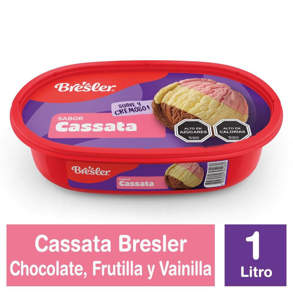 Helado Bresler cassata chocolate frutilla y vainilla 1 L