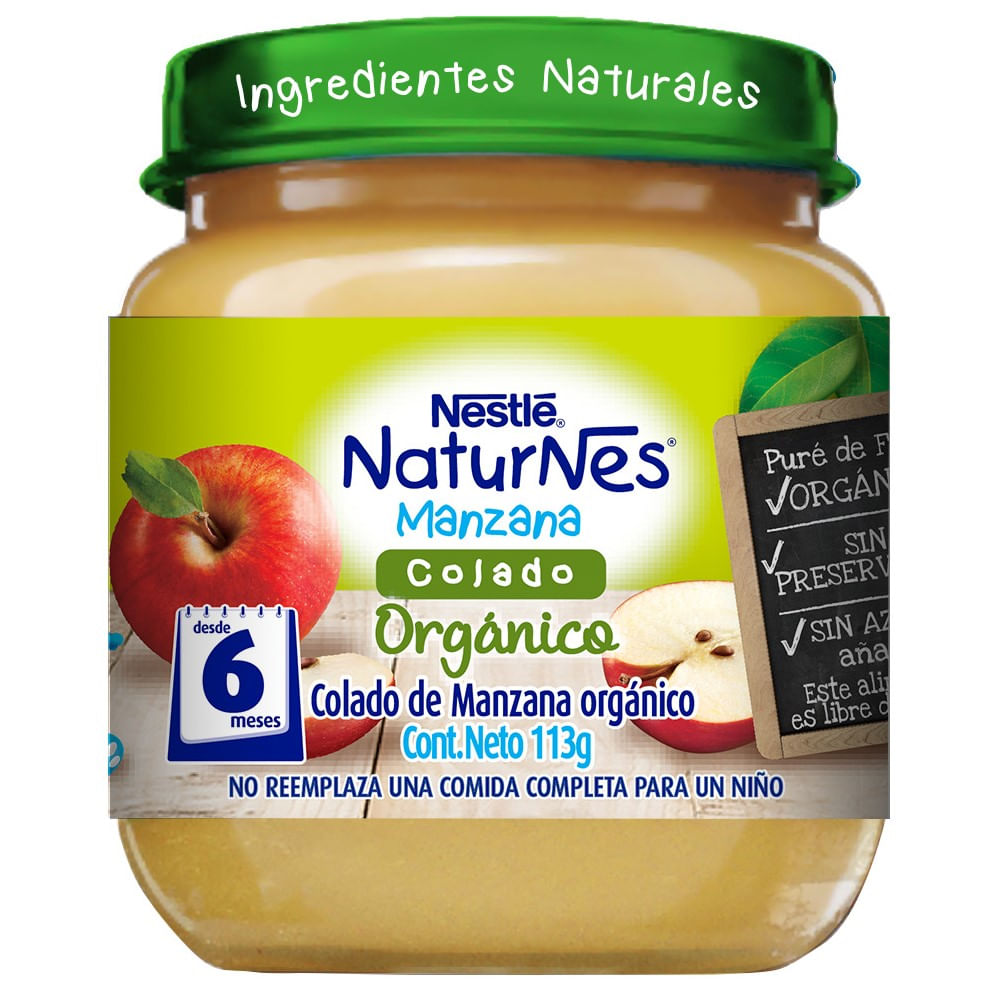 Compota Nestlé naturnes orgánico manzana frasco 113 g