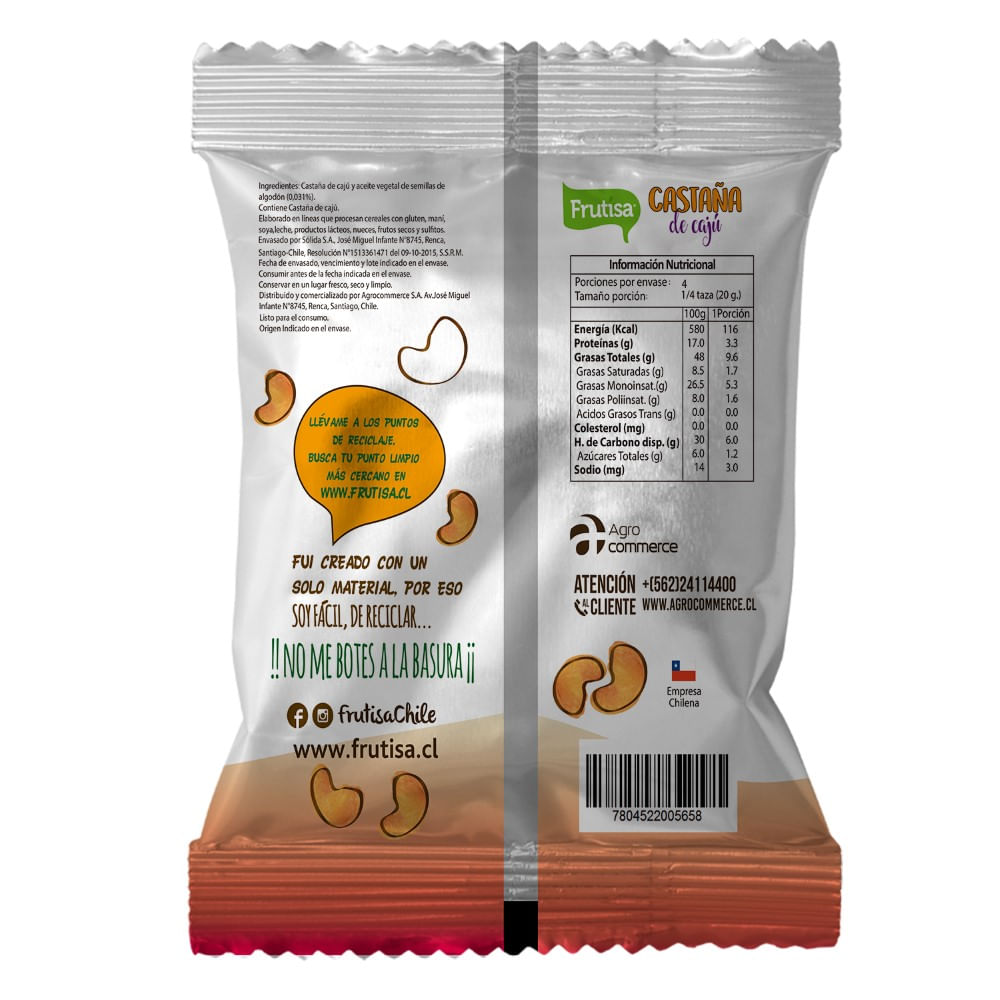 Castaña de cajú Frutisa 80 g Castaña de cajú Frutisa 80 g
