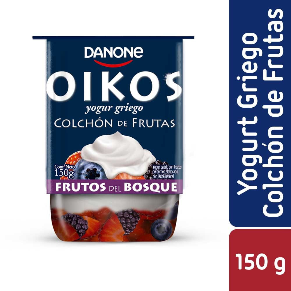 Yoghurt griego Danone Oikos colchón de fruta frutos del bosque 150 g
