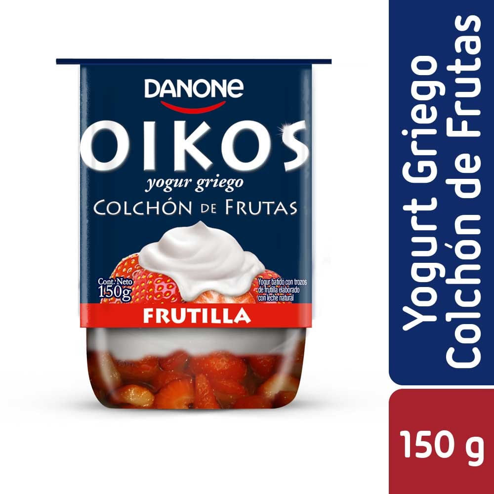 Yoghurt griego Danone Oikos colchón de fruta frutilla 150 g