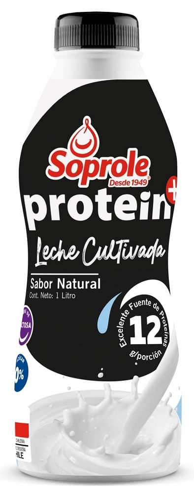 Leche cultivada Soprole protein+ sabor natural botella 1 L