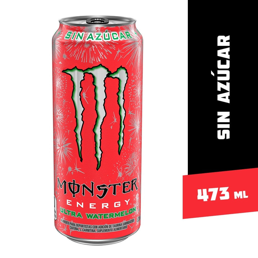 Bebida energética Monster ultra watermelon sin azúcar 473 ml