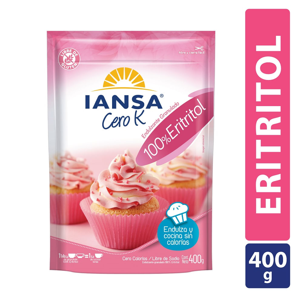Endulzante granulado Iansa Cero K eritritol 400 g Endulzante granulado Iansa Cero K eritritol 400 g