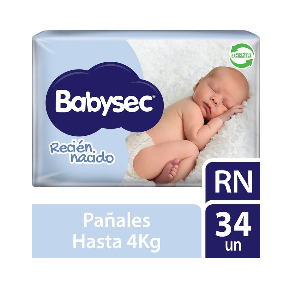 Pañal Babysec recién nacido 34 un (Hasta 4 Kg) | Unimarc