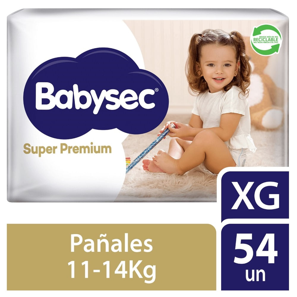 Pañal Babysec super premium cuidado total XG 54 un