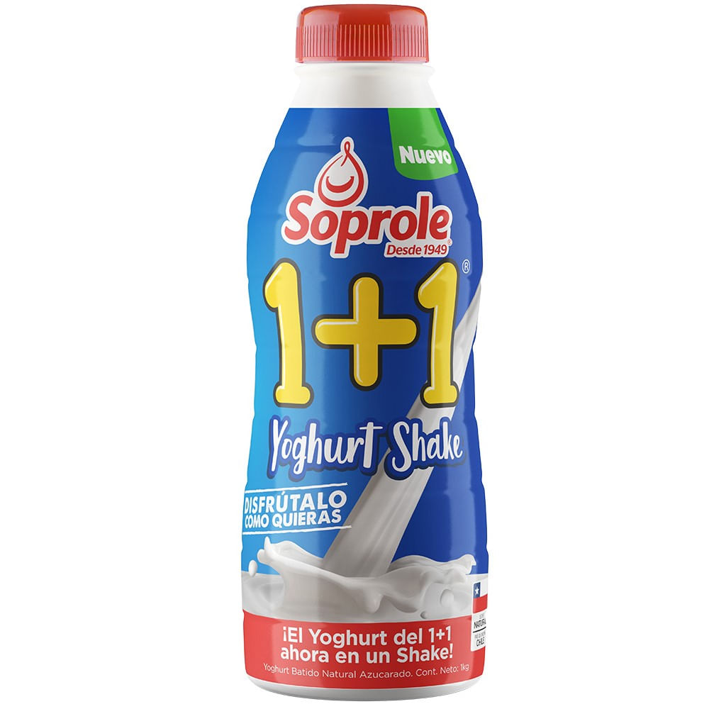 Yoghurt Soprole 1+1 natural botella 1 Kg