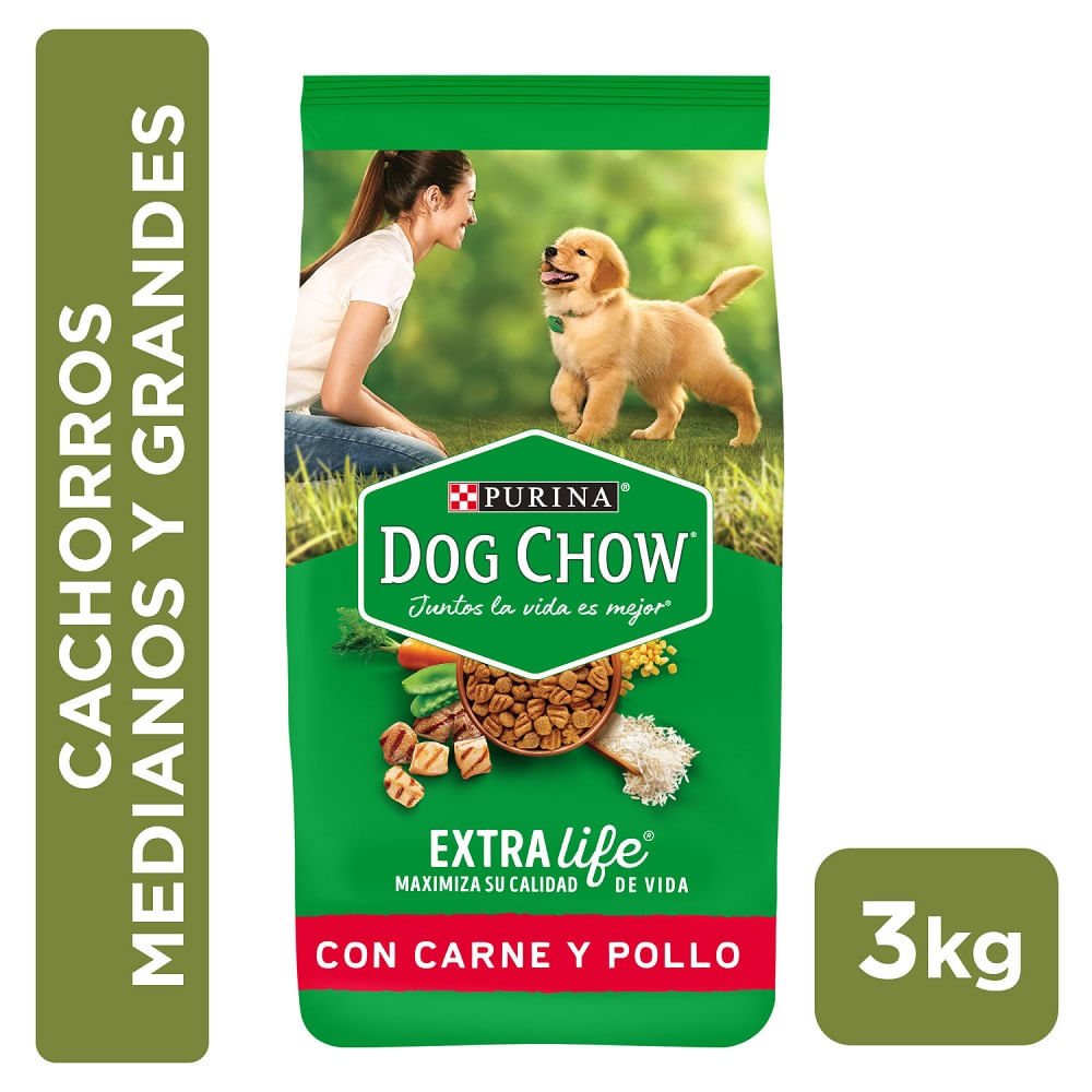 Alimento perro cachorro Dog Chow razas medianas y grandes carne y pollo 3 Kg