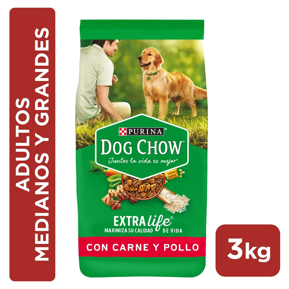 Alimento perro adulto Dog Chow medianos y grandes carne y pollo 3 Kg