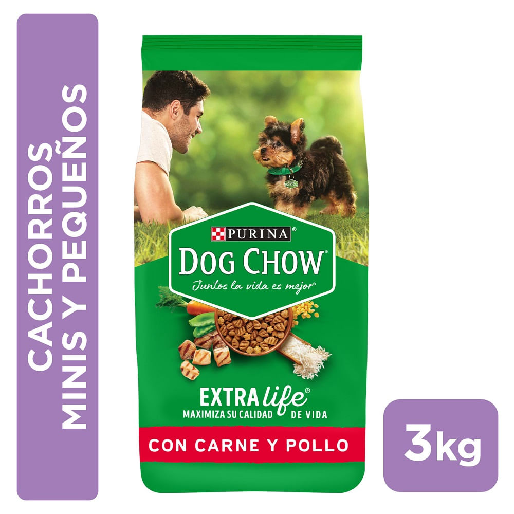 Alimento perro cachorro Dog Chow razas pequeñas carne y pollo 3 Kg