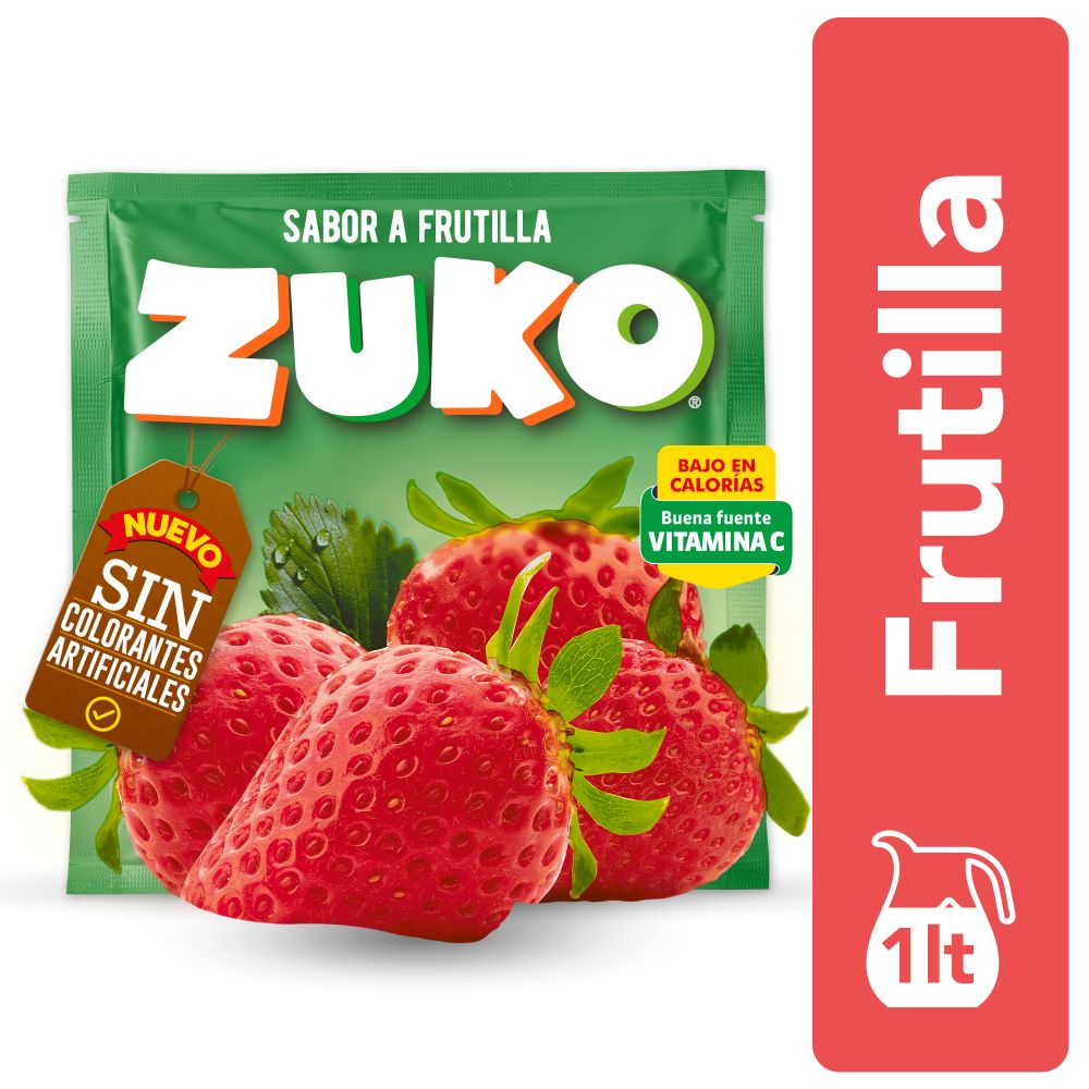 Jugo en polvo Zuko frutilla rinde 1 L