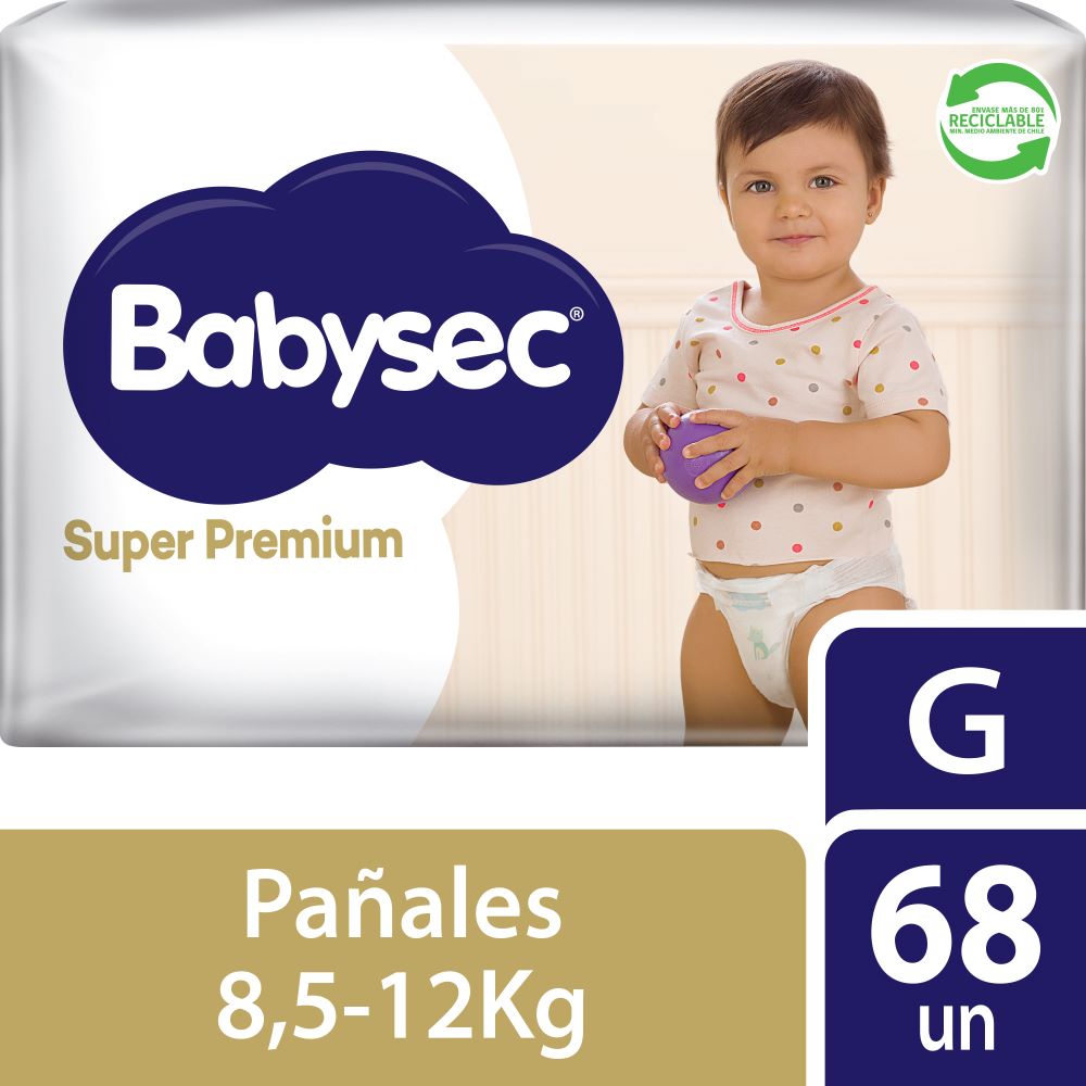 Pañal Babysec super premium cuidado total G 68 un