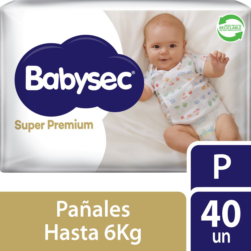 Pañal Babysec super premium P 40 u (hasta 6 Kg)