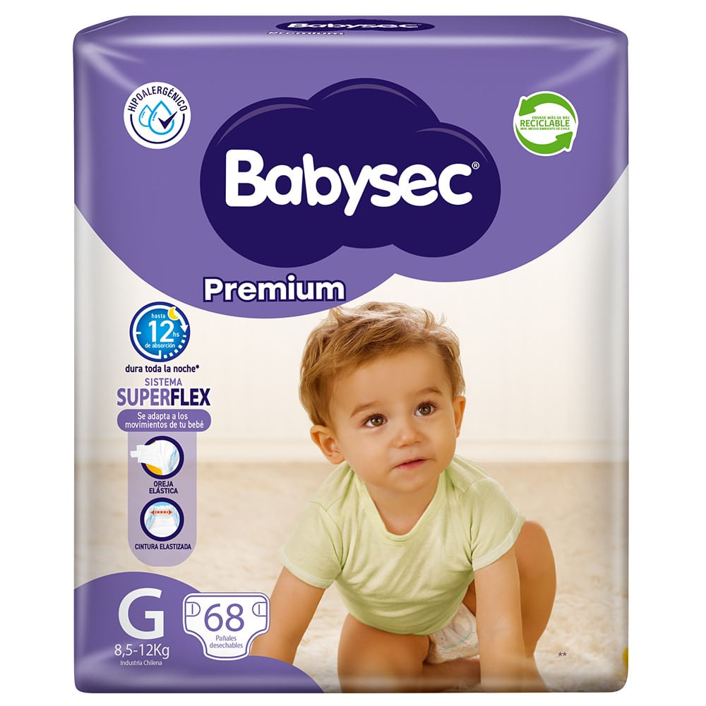 Pañal Babysec premium flexiprot G 68 un