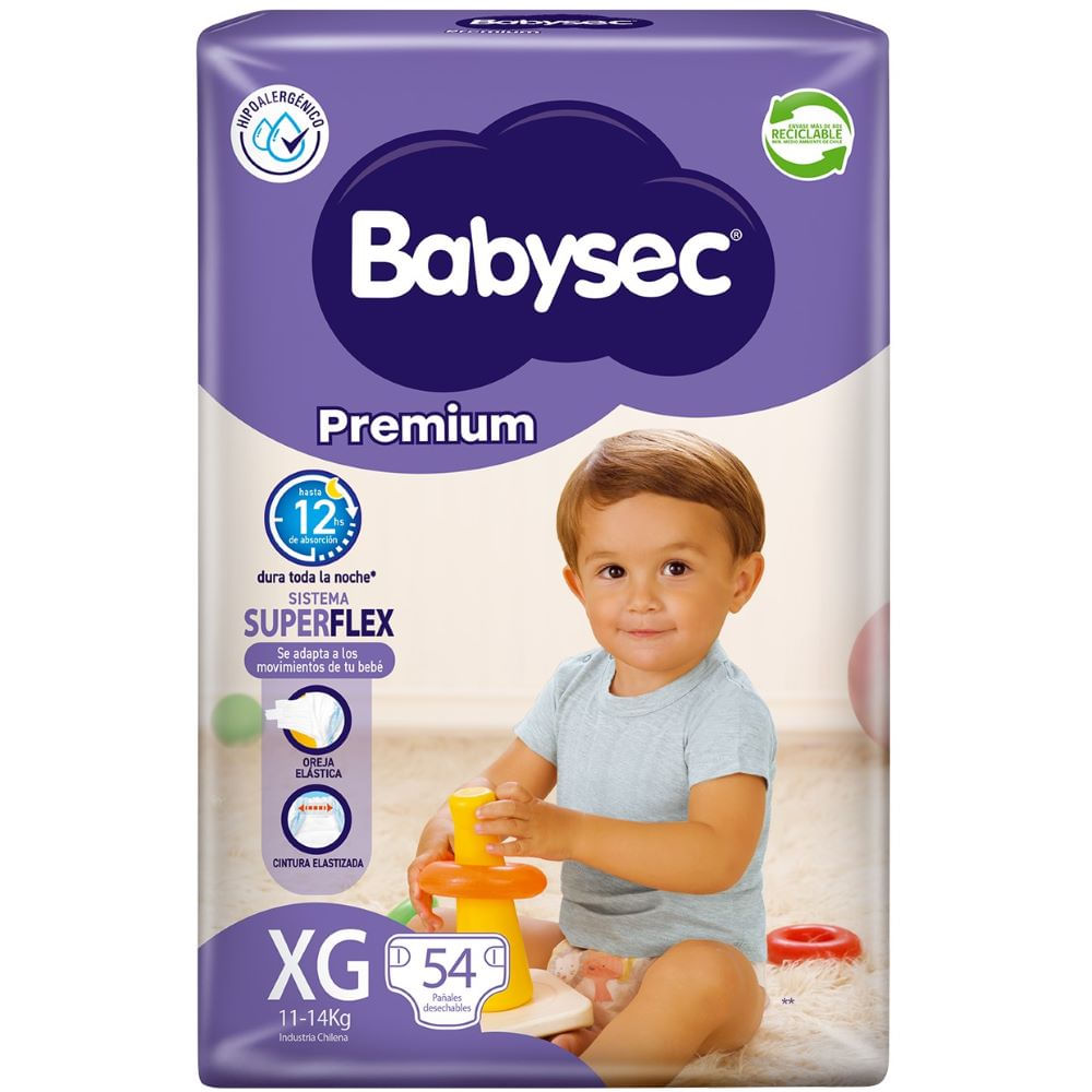 Pañal Babysec premium flexiprot XG 54 un