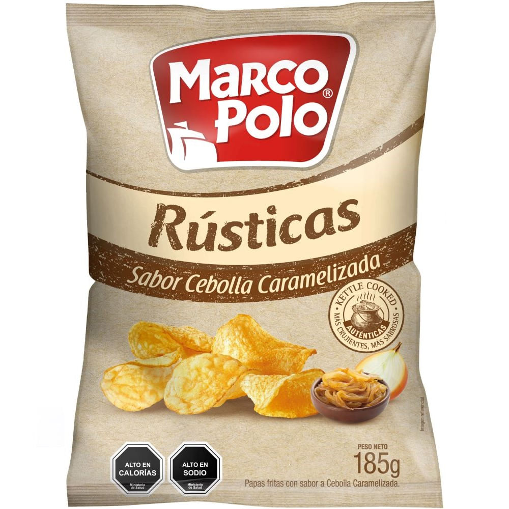 Papas fritas Marco Polo rústicas cebolla caramelizada bolsa 185 g