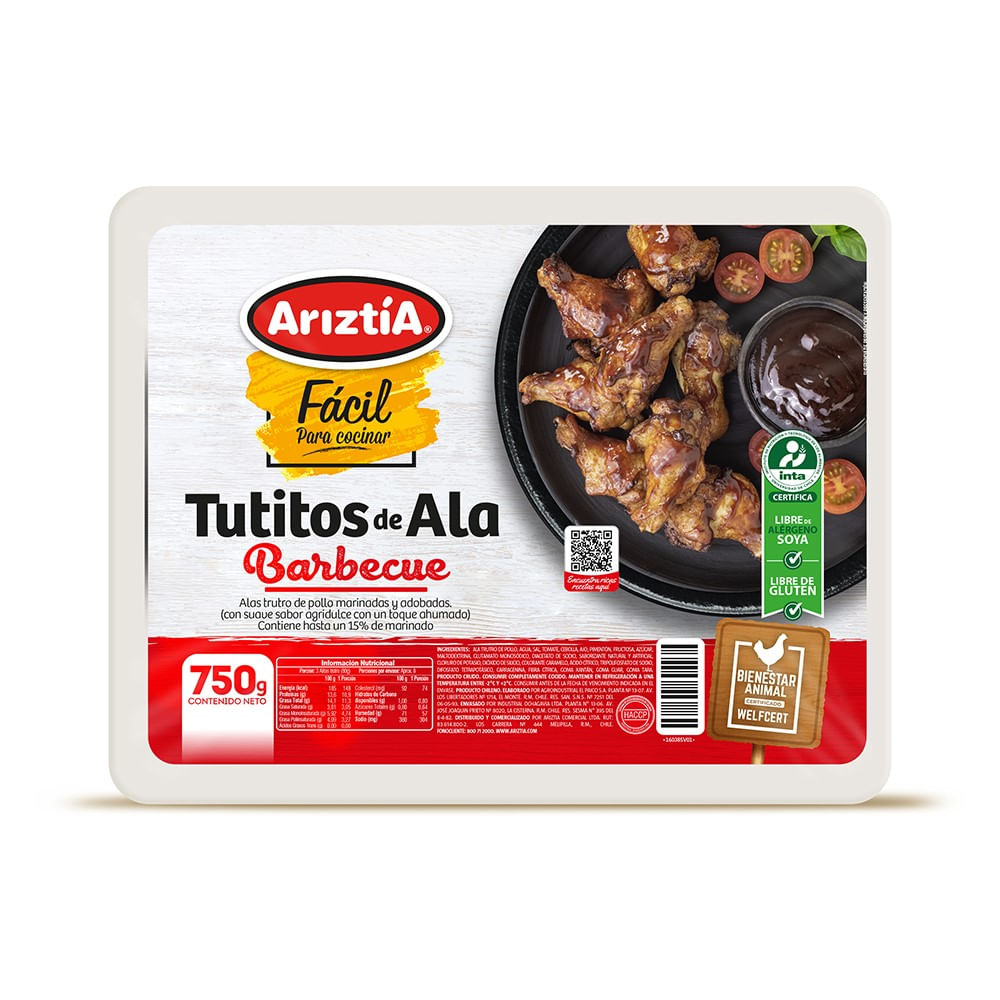 Trutro ala Ariztía sabor barbecue bandeja 750 g