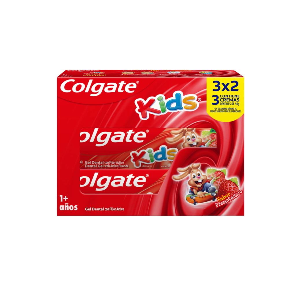 Gel dental Colgate kids frutilla 3 un de 50 g Gel dental Colgate kids frutilla 3 un de 50 g