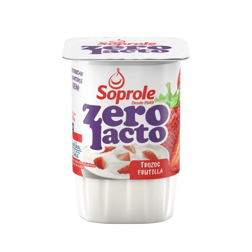 Yoghurt sin lactosa Soprole trozos frutilla 155 g