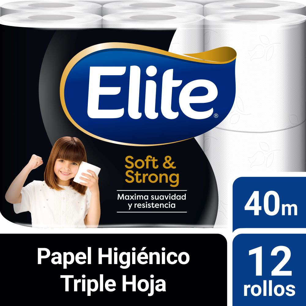 Papel higiénico Elite soft & strong triple hoja 12 un (40 m)