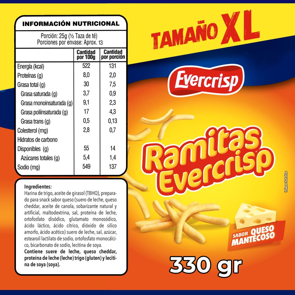 Ramitas Evercrisp sabor queso mantecoso 330 g Ramitas Evercrisp sabor queso mantecoso 330 g