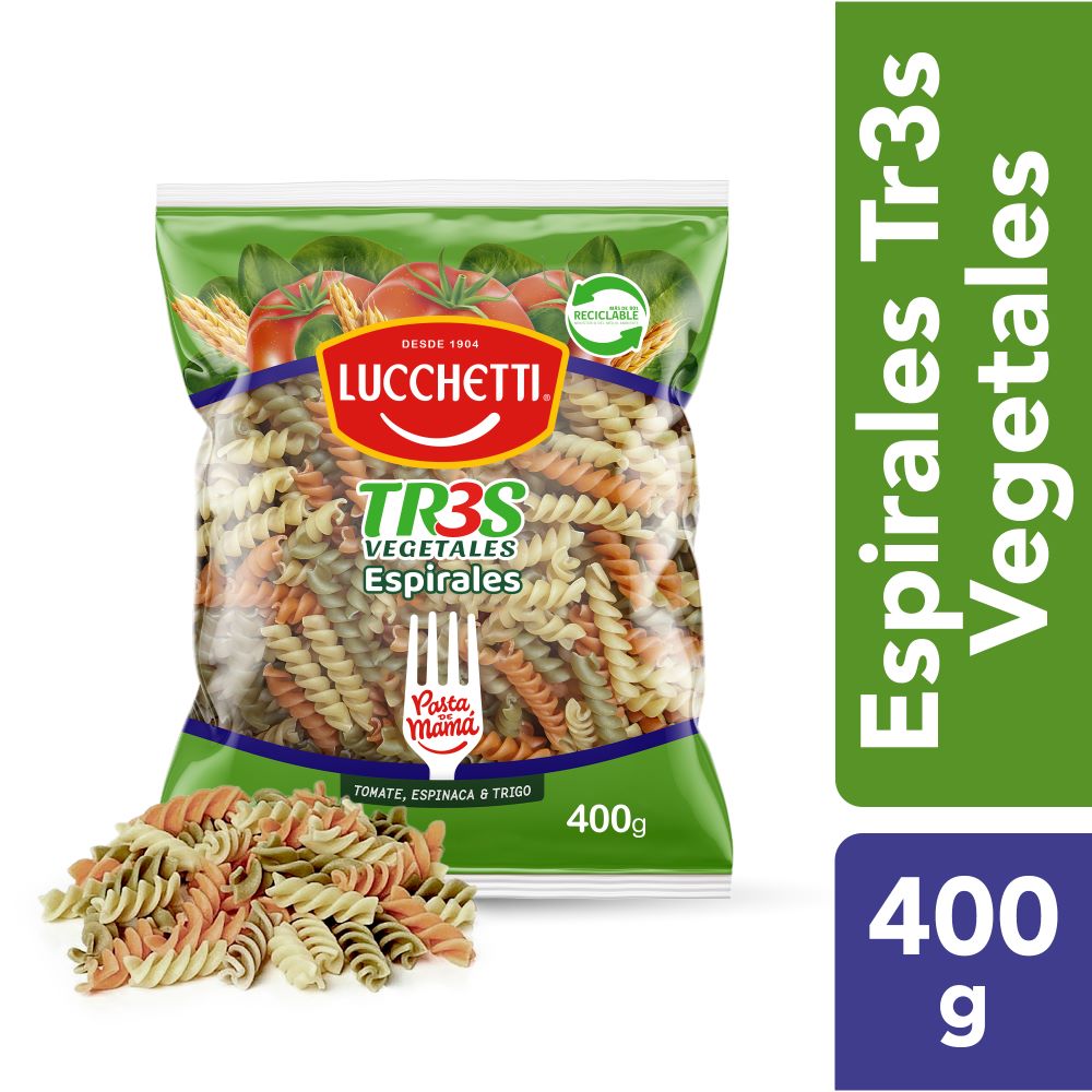 Pasta espirales Lucchetti tres sabores 400 g