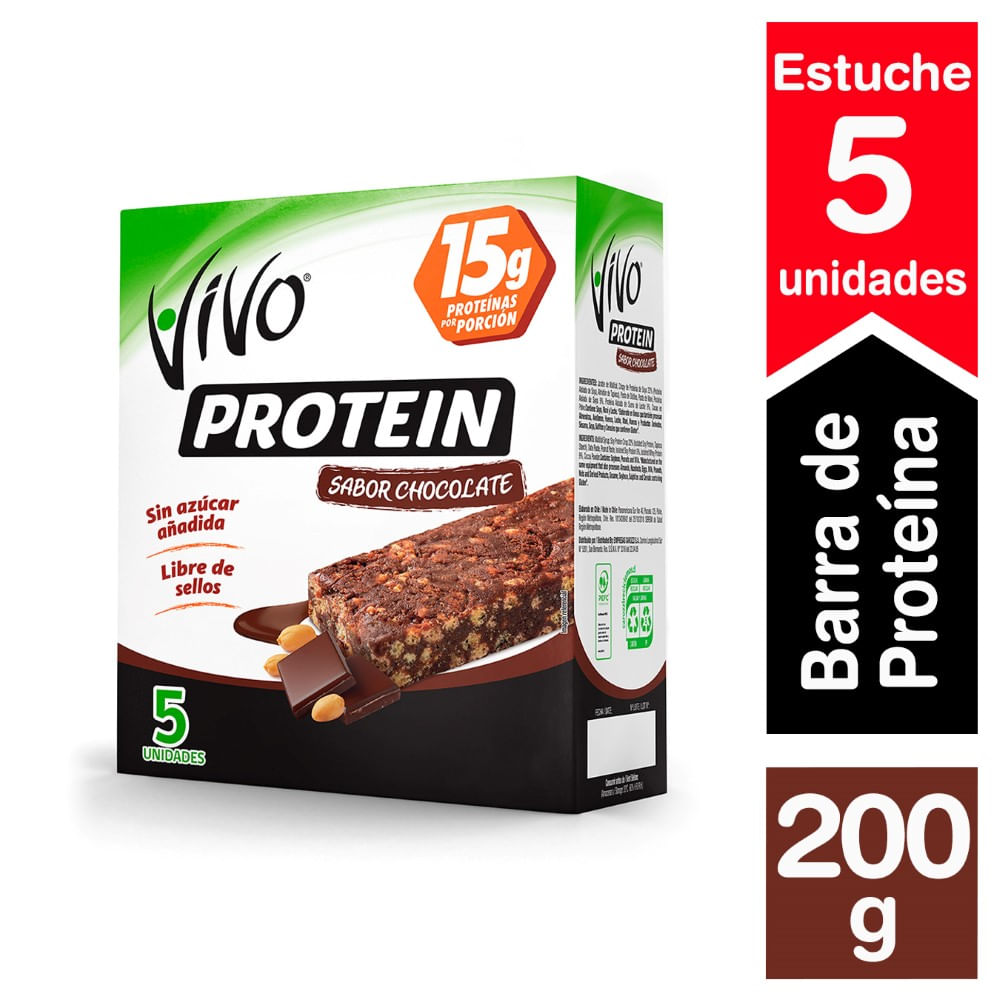 Pack barra cereal Vivo protein sabor chocolate 5 un de 40 g