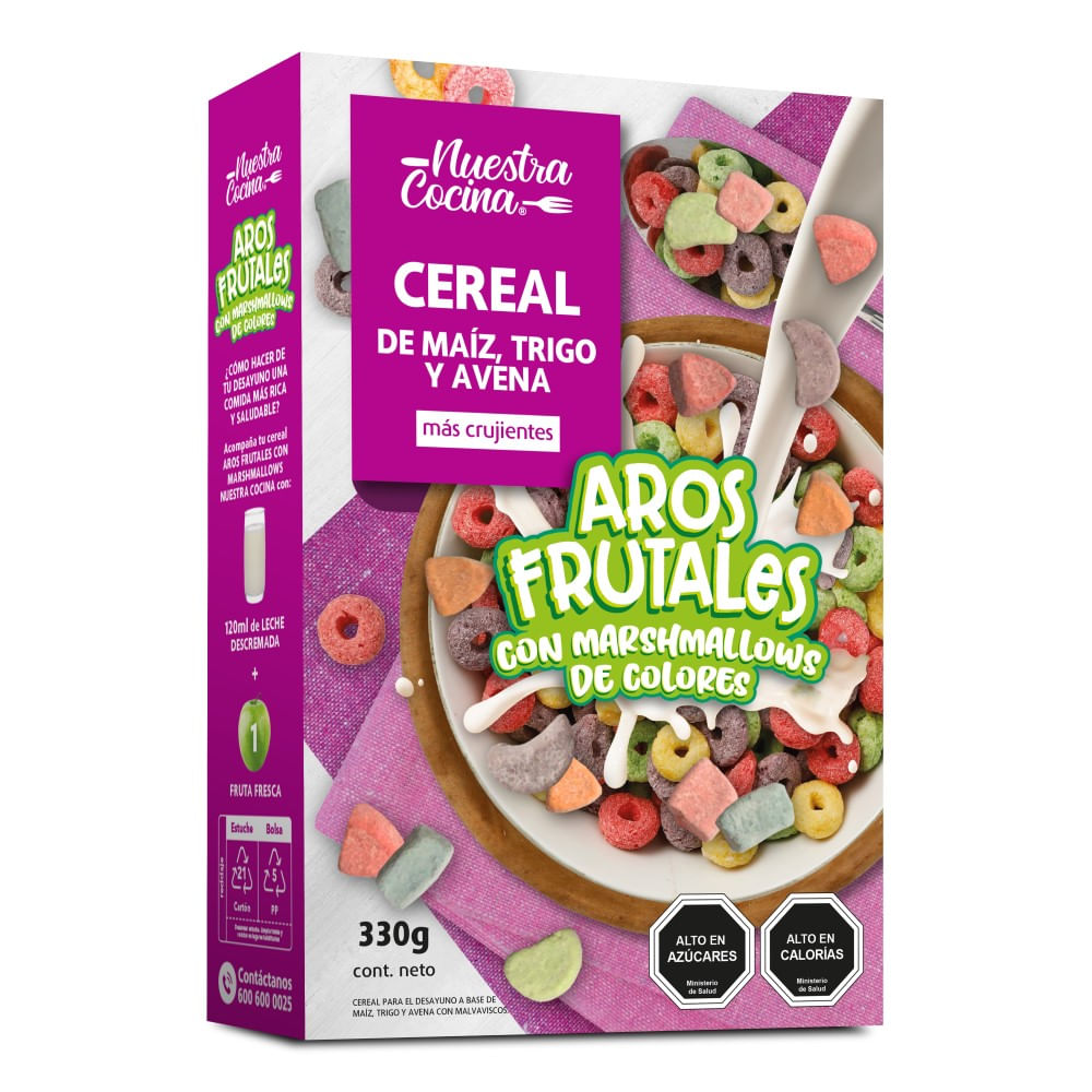 Cereal Nuestra Cocina aros frutales marshmallow caja 330 g