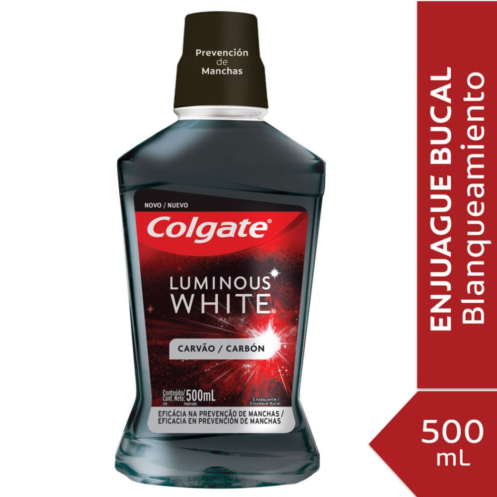 Enjuague bucal Colgate luminous white carbón 500 ml