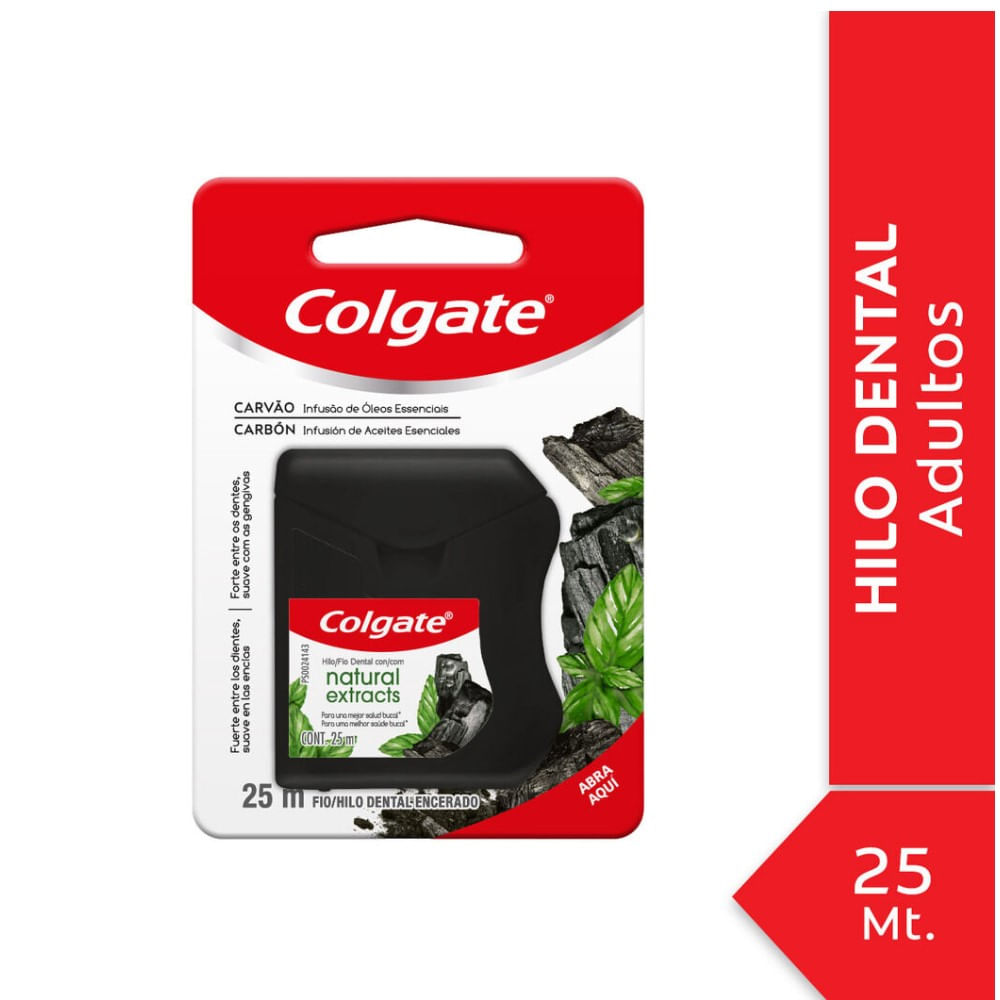 Hilo dental Colgate carbón natural extracts 25 m