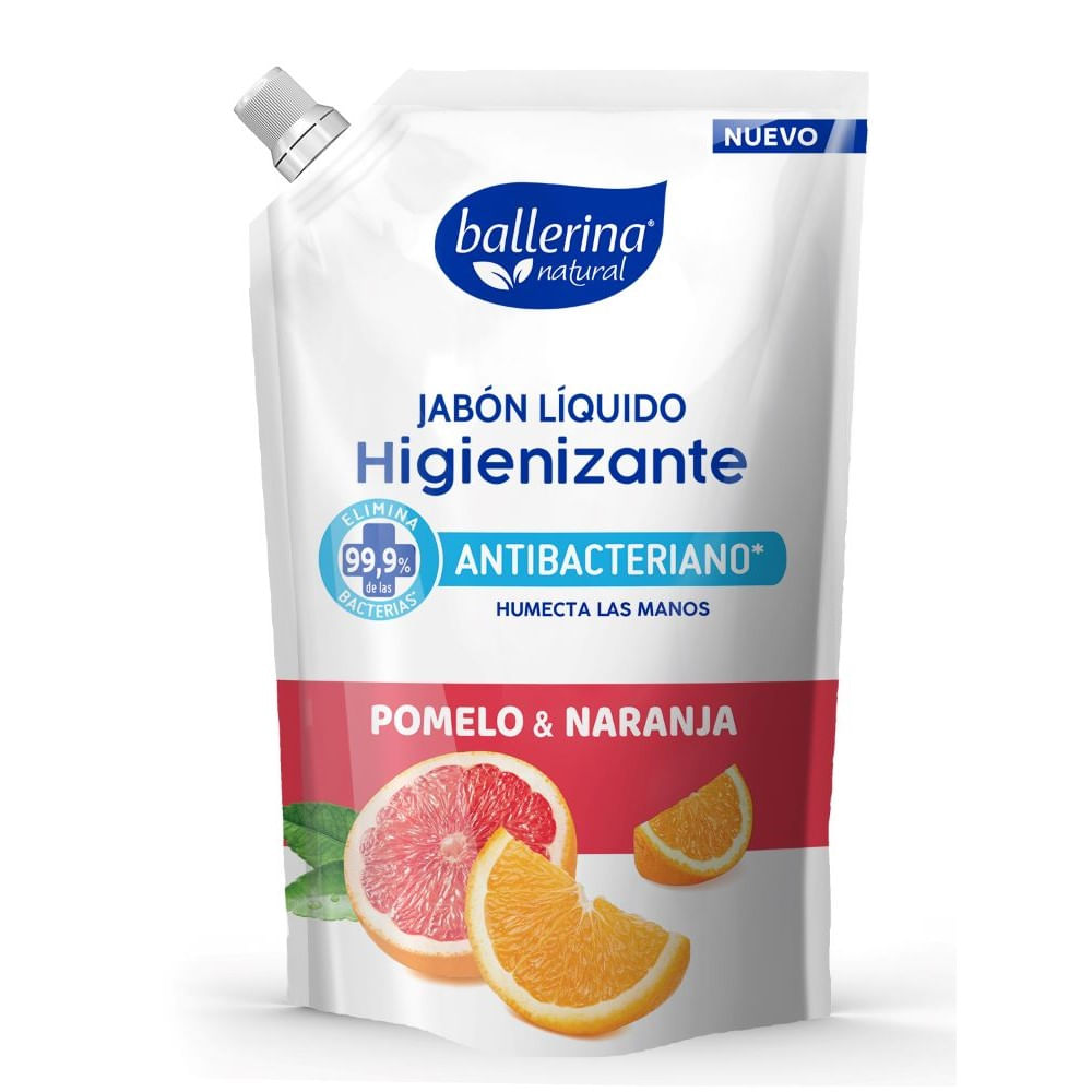 Jabón líquido Ballerina higienizante pomelo&naranja doypack 750 ml