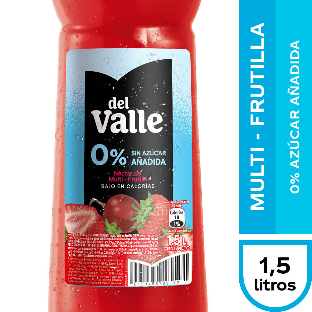 Néctar del Valle multi frutilla 0% azúcar botella 1.5 L