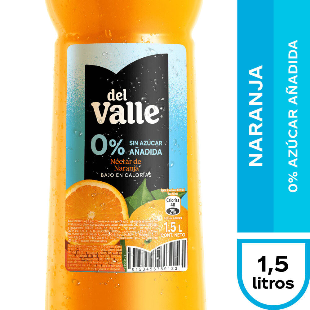 Néctar del Valle naranja 0% azúcar añadida botella 1.5 L
