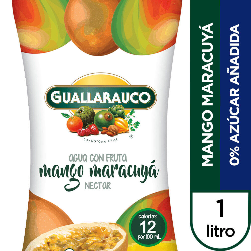 Agua Guallarauco sin azúcar mango maracuyá botella 1 L
