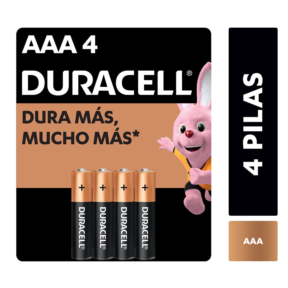 Pila Duracell C&B alcalina AAA blister 4 un