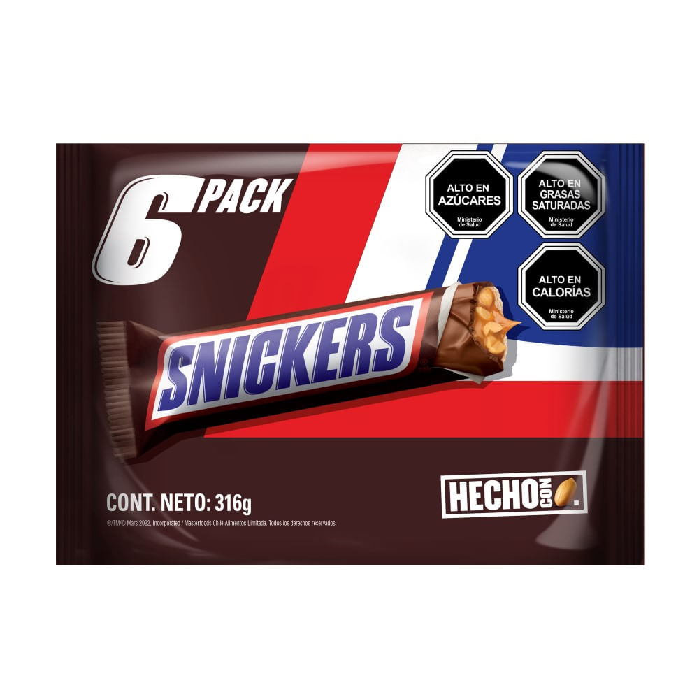 Pack chocolate Snickers 6 un de 52.7 g