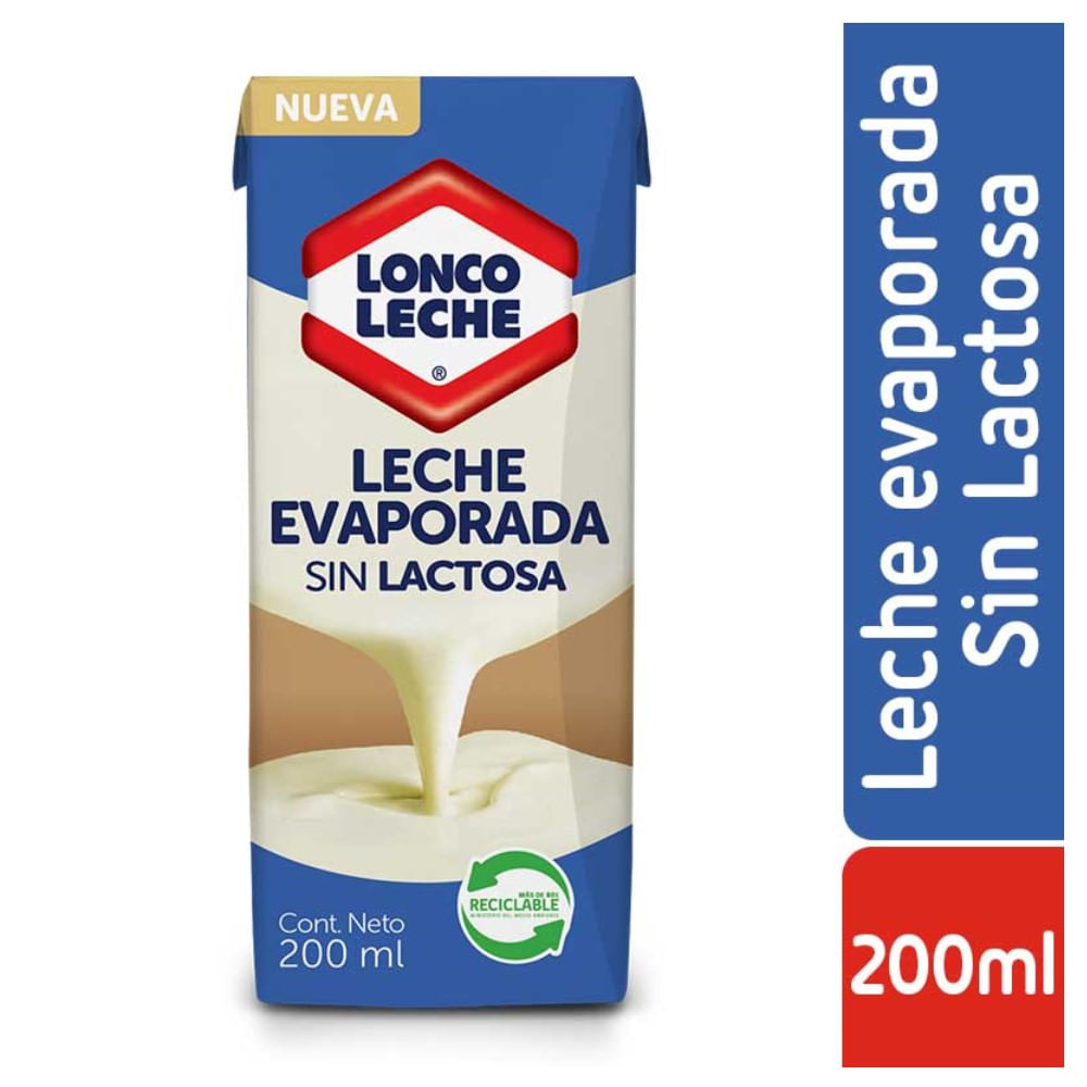 Leche evaporada Loncoleche sin lactosa 200 ml