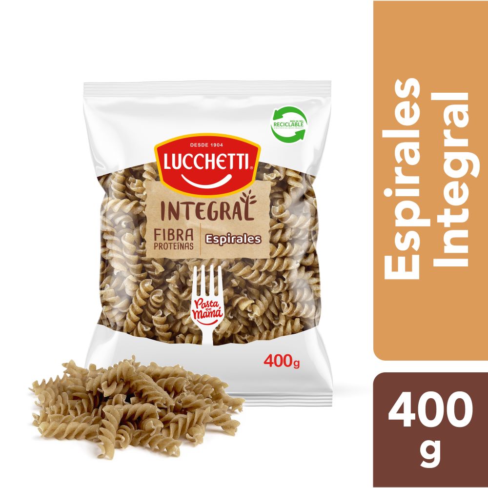 Pasta espirales Lucchetti integral 400 g