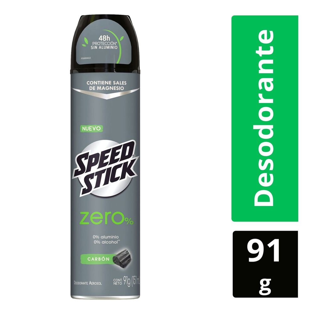 Desodorante en spray Speed Stick zero% carbón 91 g