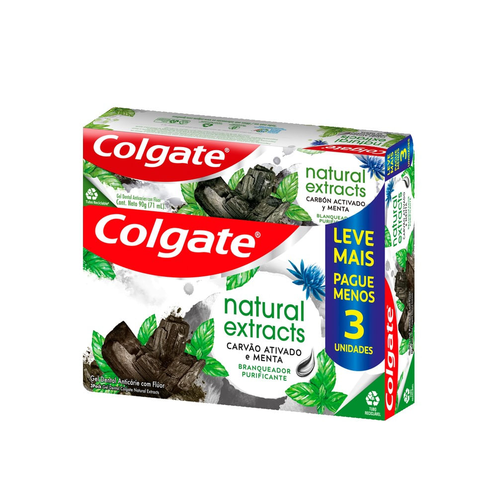 Pasta dental Colgate naturals extracts  carbón 3 un de 90 g